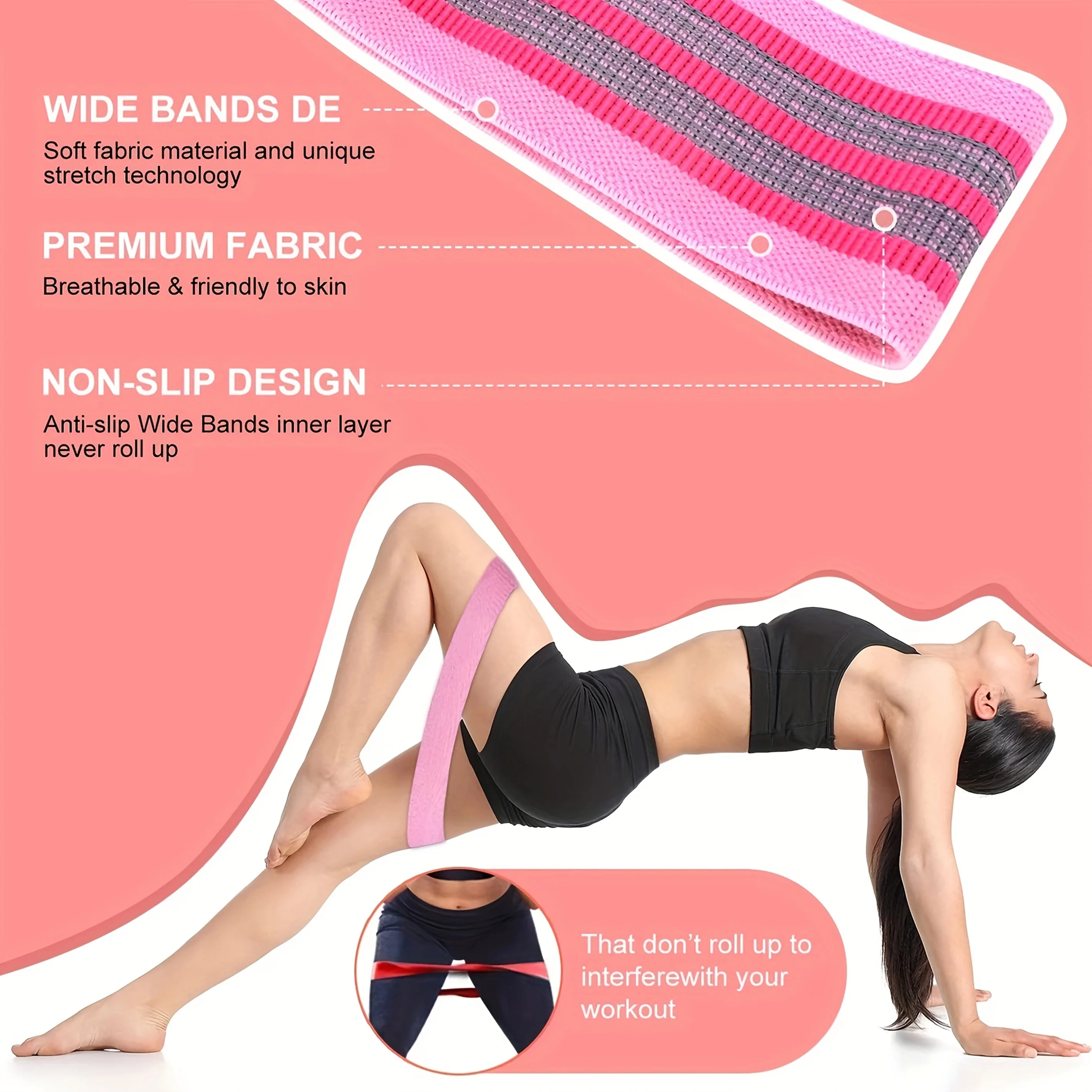 Fabric Resistance Bands Elastic Glute Thigh Workout Squat Circle Stretch Fitness Strips Loops Yoga Gym Equipment